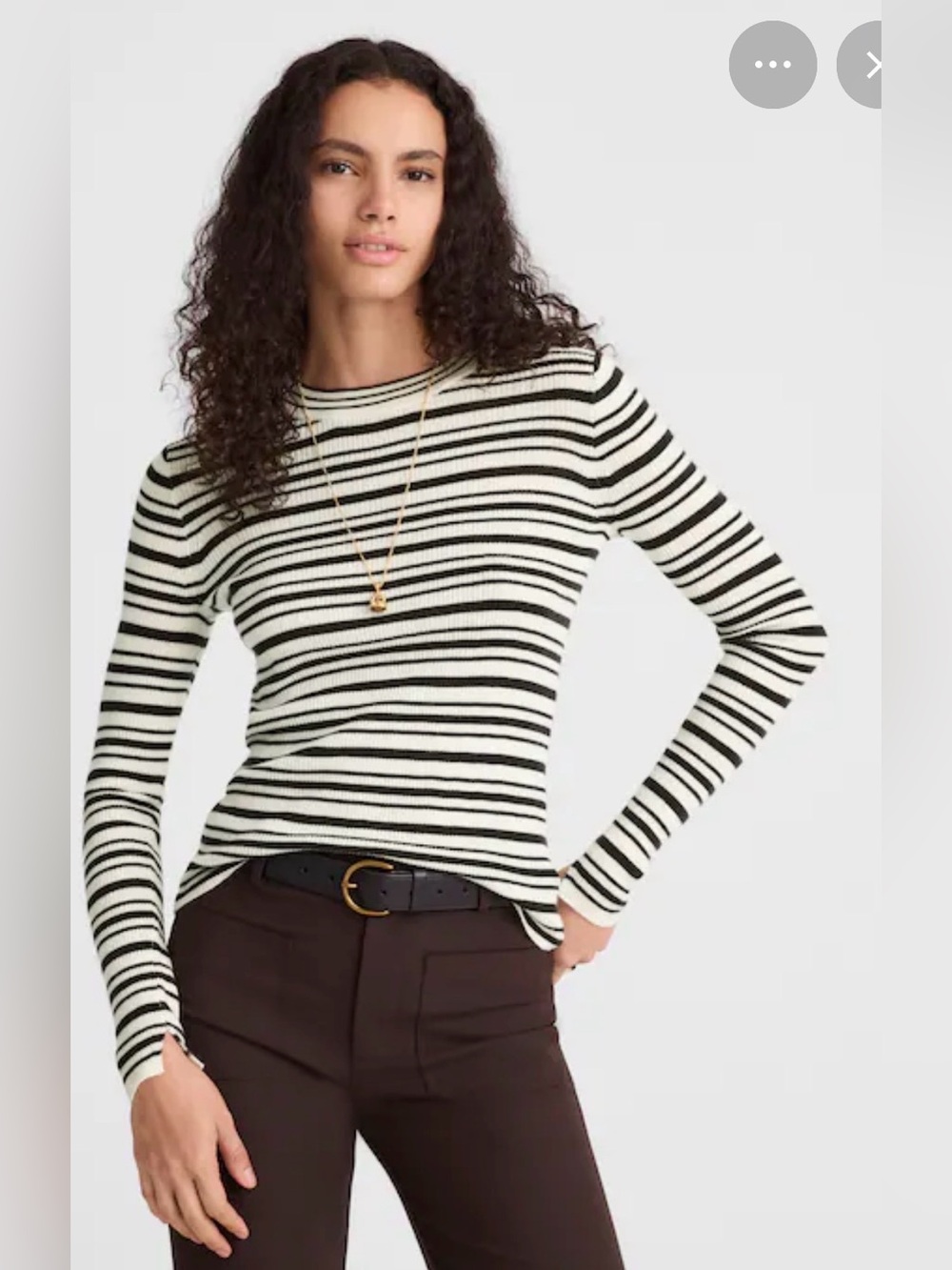 NWT Madewell Double-Layered Crewneck Sweater in Merino Silk Ivory Stripe XS